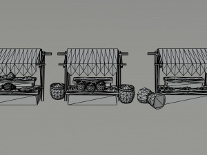 Cartoon market Polygonal Style Model 3D