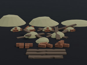 Cartoon medieval debris Polygonal Style Model 3D