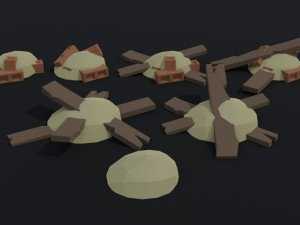 Cartoon medieval debris Polygonal Style Model 3D
