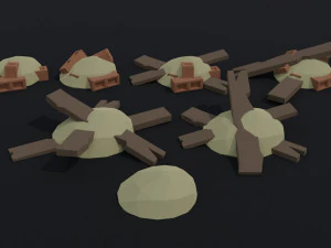 Cartoon medieval debris Polygonal Style 3D Model