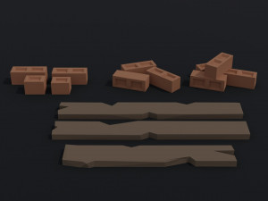 Cartoon medieval debris Polygonal Style Model 3D