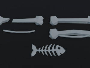 Cartoon bones Polygonal Style Model 3D