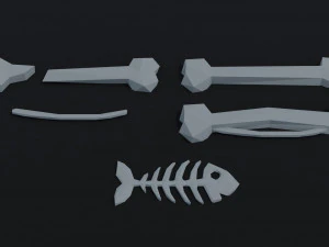 Cartoon bones Polygonal Style 3D Model