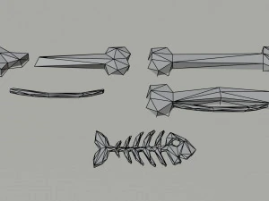 Cartoon bones Polygonal Style 3D Model