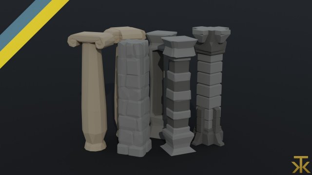 Cartoon fantasy column Polygonal Style 3Dモデル .c4d .max .obj .3ds .fbx .stl .blend 