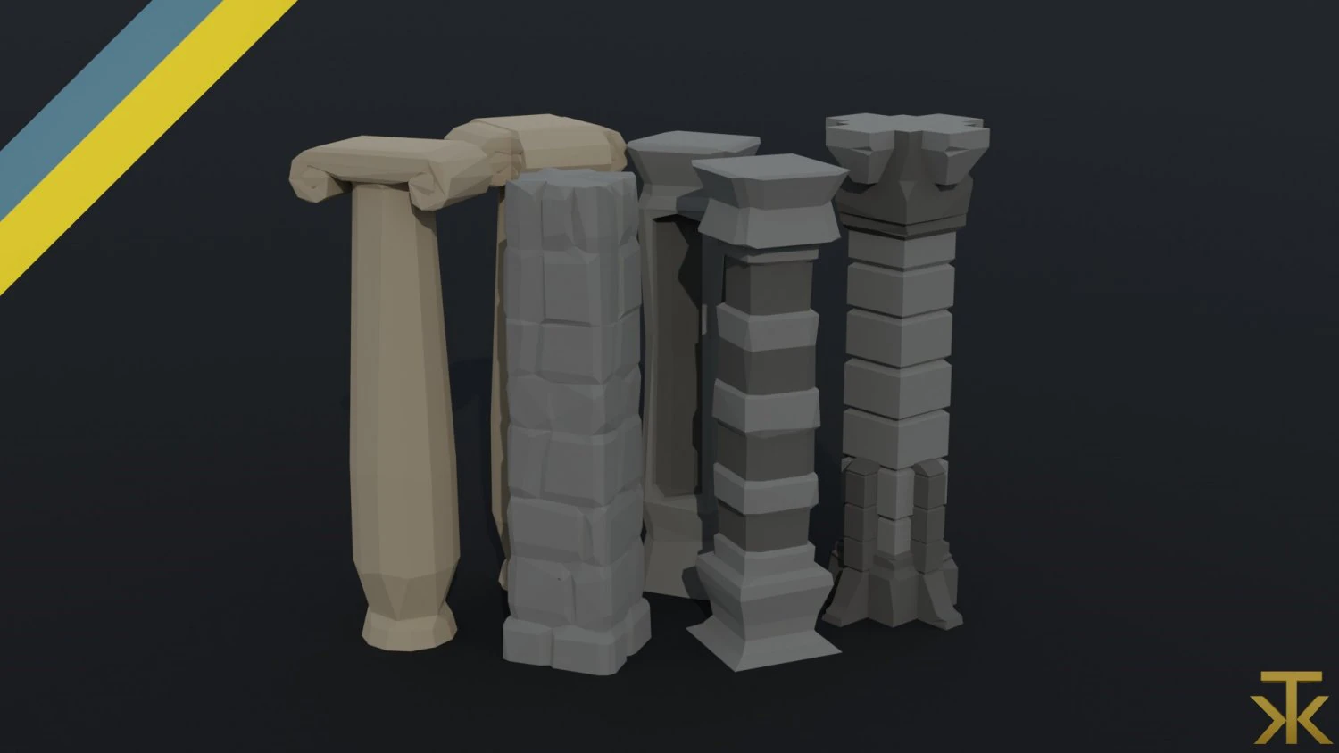 Cartoon fantasy column Polygonal Style 3D Model .c4d .max .obj .3ds .fbx .stl .blend 