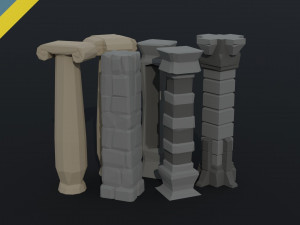 Cartoon fantasy column Polygonal Style 3D 모델