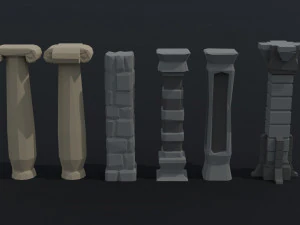 Cartoon fantasy column Polygonal Style 3D Model