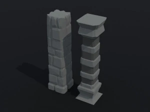Cartoon fantasy column Polygonal Style 3D Model