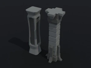 Cartoon fantasy column Polygonal Style 3D Model
