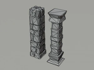 Cartoon fantasy column Polygonal Style 3D Model