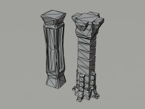 Cartoon fantasy column Polygonal Style 3D Model
