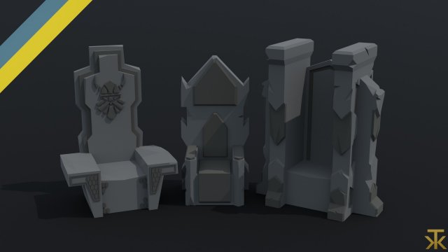 Cartoon dwarven throne kit Polygonal Style 3D Model .c4d .max .obj .3ds .fbx .stl .blend 