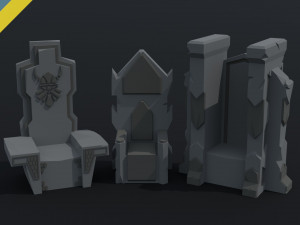 Cartoon dwarven throne kit Polygonal Style 3D Model