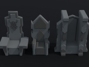Cartoon dwarven throne kit Polygonal Style 3D Model