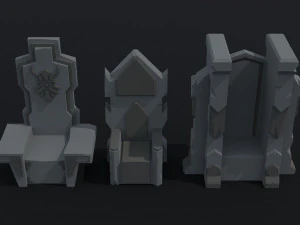 Kit de trono an&atilde;o de desenho animado estilo poligonal Modelo 3D