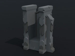 Kit de trono an&atilde;o de desenho animado estilo poligonal Modelo 3D