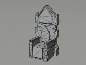 Kit de trono an&atilde;o de desenho animado estilo poligonal Modelo 3D