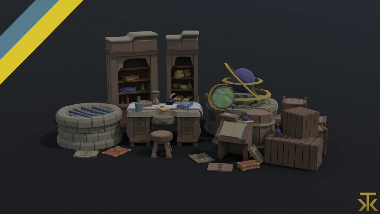 Cartoon fantasy magic clerk asset Polygonal Style 3D Model .c4d .max .obj .3ds .fbx .stl .blend 