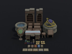 Cartoon fantasy magic clerk asset Polygonal Style Modelo 3D