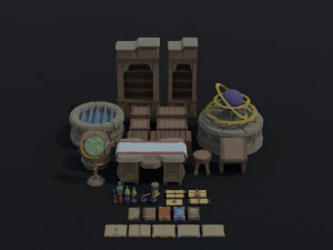 Cartoon fantasy magic clerk asset Polygonal Style 3D Model