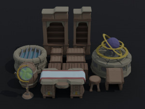 Cartoon fantasy magic clerk asset Polygonal Style Modelo 3D