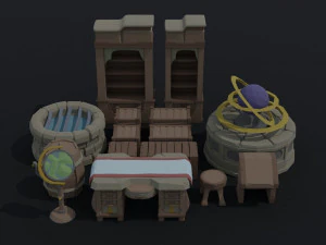 Cartoon fantasy magic clerk asset Polygonal Style 3D Model