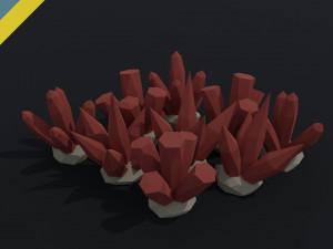 Cartoon fantasy crystals Polygonal Style 3D Model