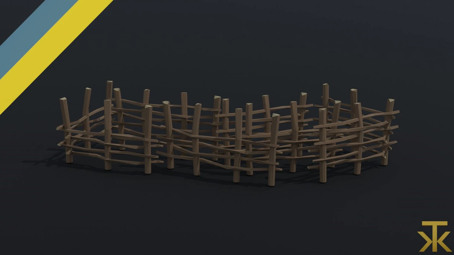 Cartoon Polygonal medieval village fence 3D Model .c4d .max .obj .3ds .fbx .stl .blend 