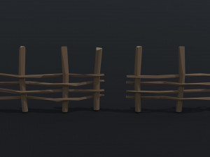 Cartoon Polygonal medieval village fence 3D 모델