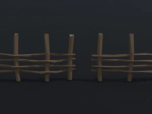 Cartoon Polygonal medieval village fence 3D Model