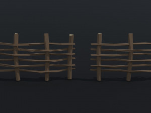 Cartoon Polygonal medieval village fence 3D 모델