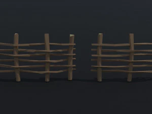 Cartoon Polygonal medieval village fence 3D Model