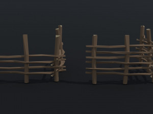 Cartoon Polygonal medieval village fence 3D 모델