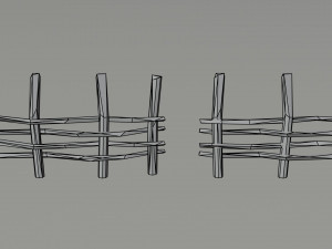 Cartoon Polygonal medieval village fence 3D 모델