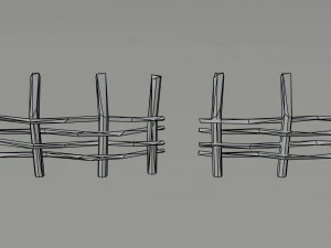 Cartoon Polygonal medieval village fence 3D Model