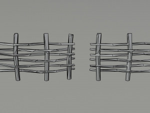 Cartoon Polygonal medieval village fence 3D 모델
