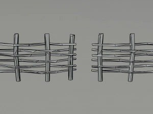Cartoon Polygonal medieval village fence 3D Model