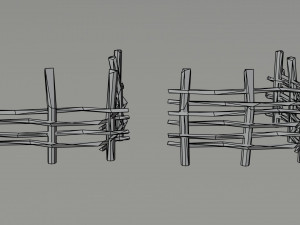 Cartoon Polygonal medieval village fence 3D 모델