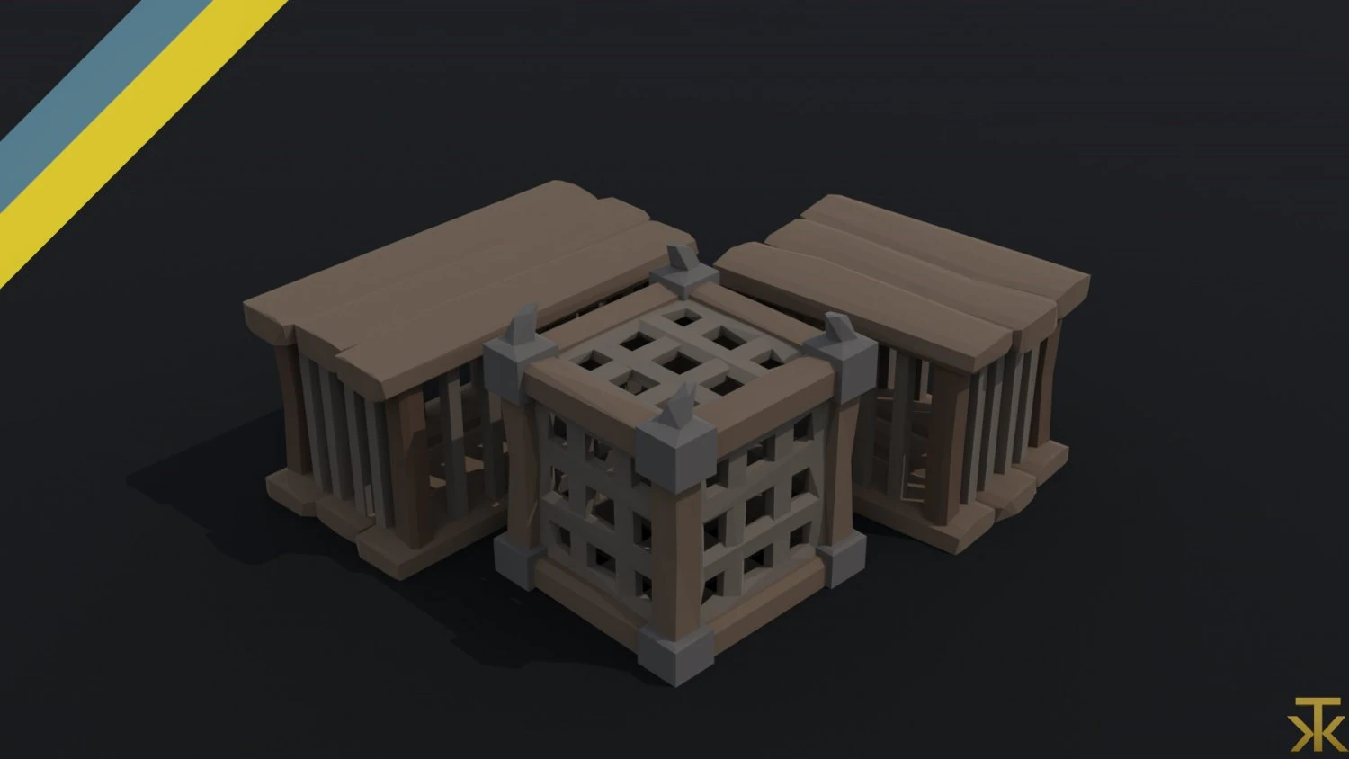 Cartoon medieval cage Polygonal Style 3D Model .c4d .max .obj .3ds .fbx .stl .blend 
