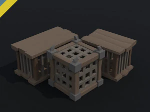 만화 중세 케이지 다각형 스타일 3D 모델