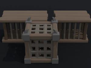 Cartoon medieval cage Polygonal Style 3D Model