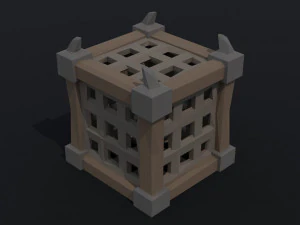 Cartoon medieval cage Polygonal Style 3D Model