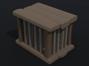 Cartoon medieval cage Polygonal Style 3D Model