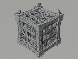 Cartoon medieval cage Polygonal Style 3D Model