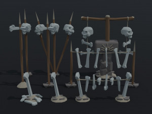Cartoon skulll totems Polygonal Style Modelo 3D