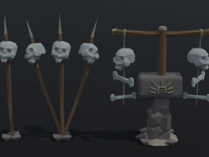 Cartoon skulll totems Polygonal Style Modelo 3D