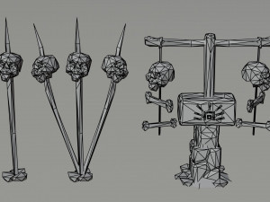 Cartoon skulll totems Polygonal Style Modelo 3D