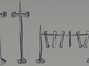 Cartoon skulll totems Polygonal Style Modelo 3D