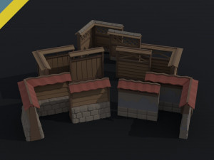 Cartoon fantasy asion fence Polygonal Style 3D 模型